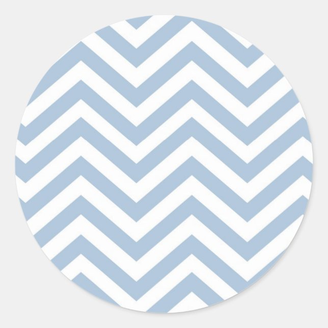 Light Blue Grunge Textured Chevron Classic Round Sticker (Front)