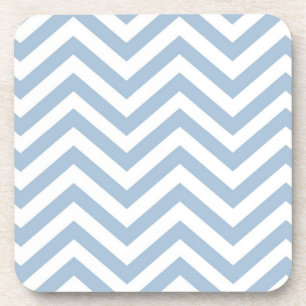 Light Blue Grunge Textured Chevron Coaster