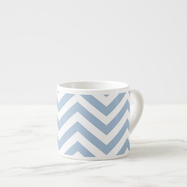 Light Blue Grunge Textured Chevron Espresso Cup (Front Right)