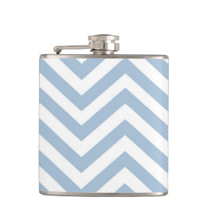Light Blue Grunge Textured Chevron Hip Flask