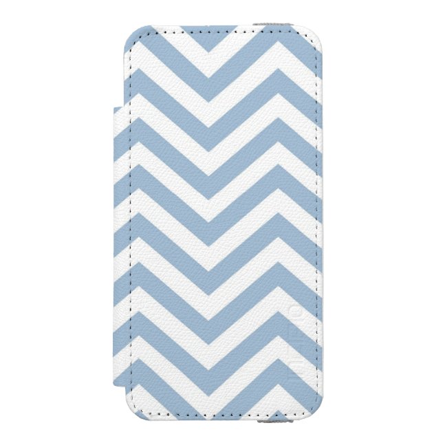 Light Blue Grunge Textured Chevron Incipio iPhone Wallet Case (Folio Front)
