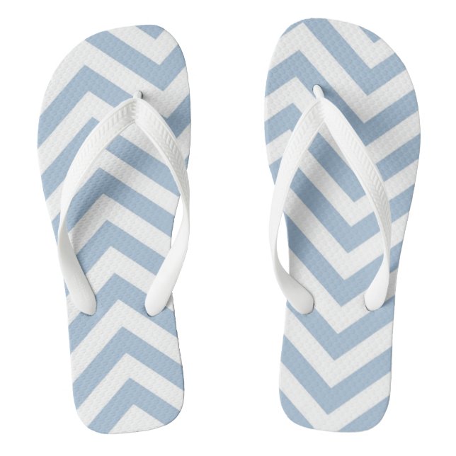 Light Blue Grunge Textured Chevron Jandals (Footbed)