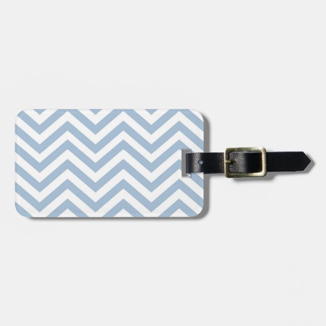 Light Blue Grunge Textured Chevron Luggage Tag (Front Horizontal)