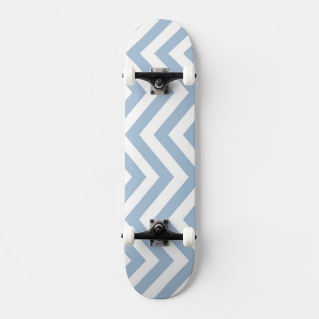 Light Blue Grunge Textured Chevron Skateboard (Front)