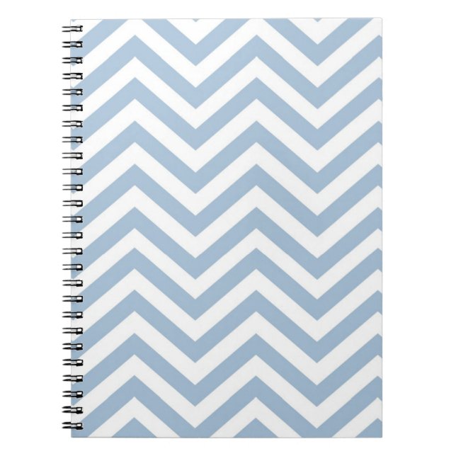 Light Blue Grunge Textured Chevron Spiral Notebook (Front)