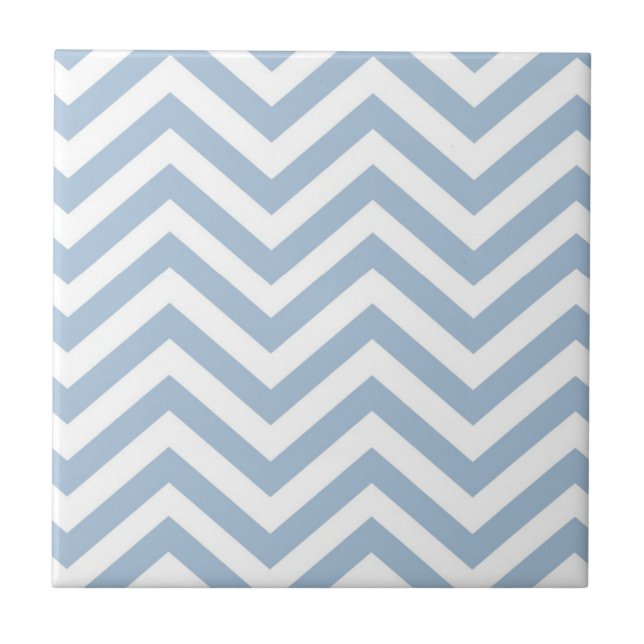Light Blue Grunge Textured Chevron Tile (Front)