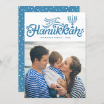 Light Blue Happy Hanukkah Hand Lettered Photo Holiday Card<br><div class="desc">Light Blue Happy Hanukkah Hand Lettered Photo Holiday Card | Send Hanukkah greetings to family and friends with this customisable  holiday flat card. It featuring light blue hand lettered script with menorah illustration. Other colours are available.</div>