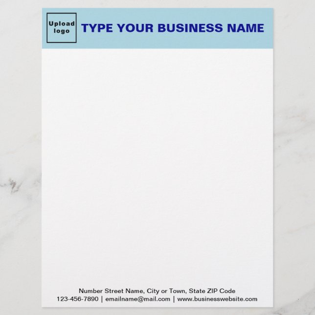 Light Blue Header and Black Texts Footer Business Custom Letterhead (Front)