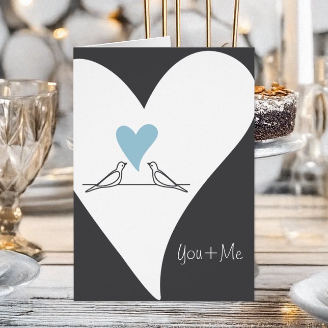 Light Blue Heart Love Bird Rustic Modern Cards (Creator Uploaded)