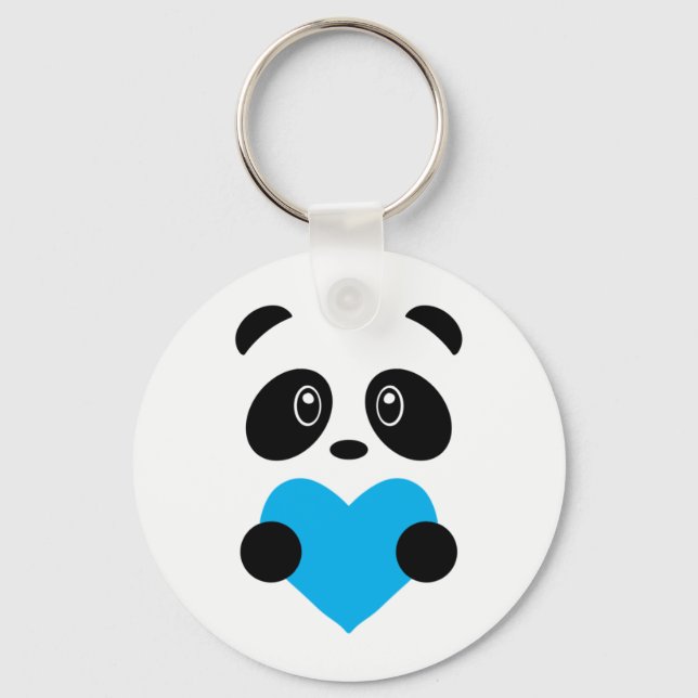Light Blue Heart Panda Key Ring (Front)