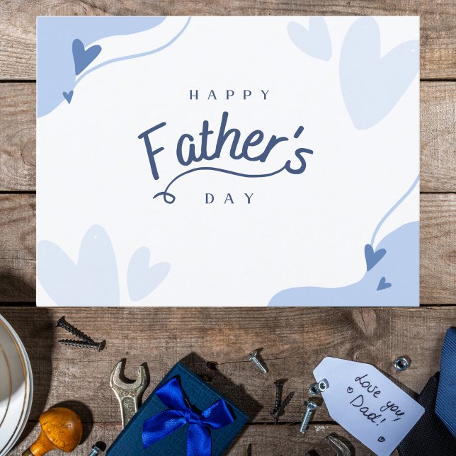 Light Blue Heart-Themed Happy Father's Day Postcard (Creator Uploaded)