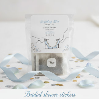 Light Blue Heels Bridal Shower Square Sticker