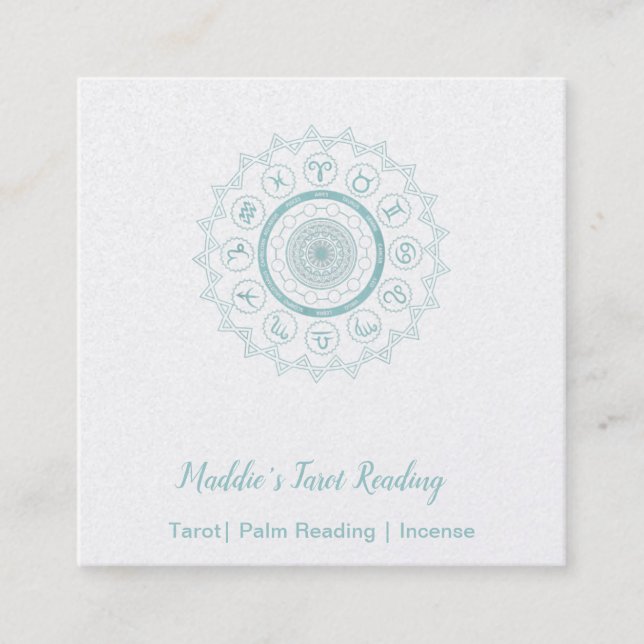 Light Blue Horoscope Signs Square Business Card (Front)