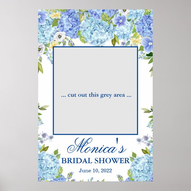 Light Blue Hydrangea  Bridal Shower Photo Prop Poster (Front)