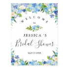 Light Blue Hydrangea Floral Bridal Shower  Sign