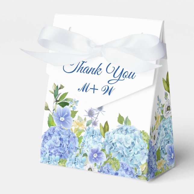 Light Blue Hydrangea Floral Gift Wedding Favour Bo Favour Box (Front Side)