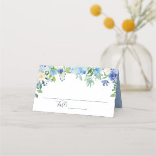 Light Blue Hydrangea Floral Wedding Table Place Card