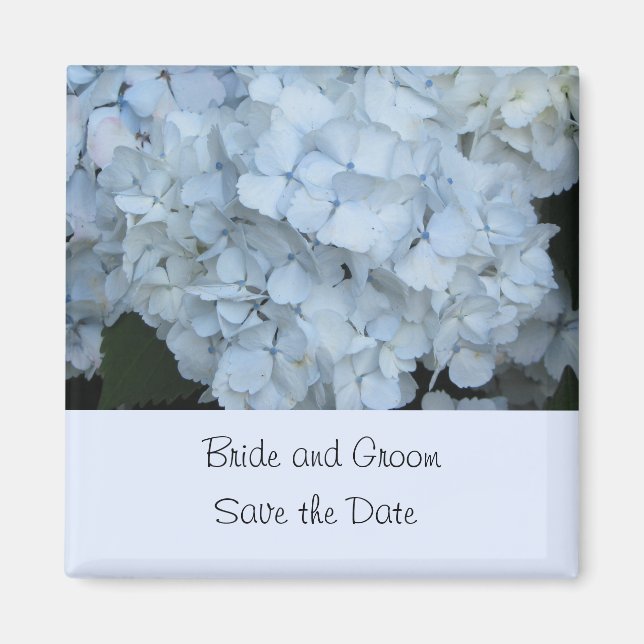 Light  Blue Hydrangea Save the Date Magnet (Front)