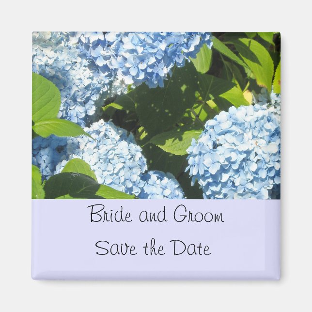 Light  Blue Hydrangea Save the Date Magnet (Front)