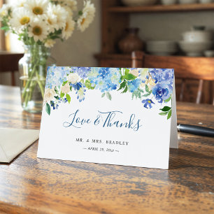 Light Blue Hydrangea Watercolor Floral Thank You Card