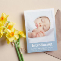 Light Blue Introducing New Baby Girl Photo