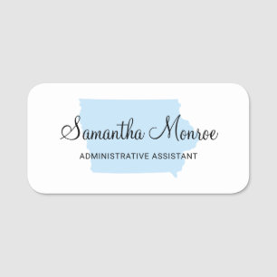 Light Blue Iowa Name Tag