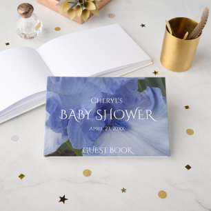 Light Blue Iris Boy Baby Shower Guest Book