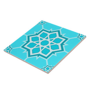 Light Blue Islamic Geometric Seamless Pattern Tile