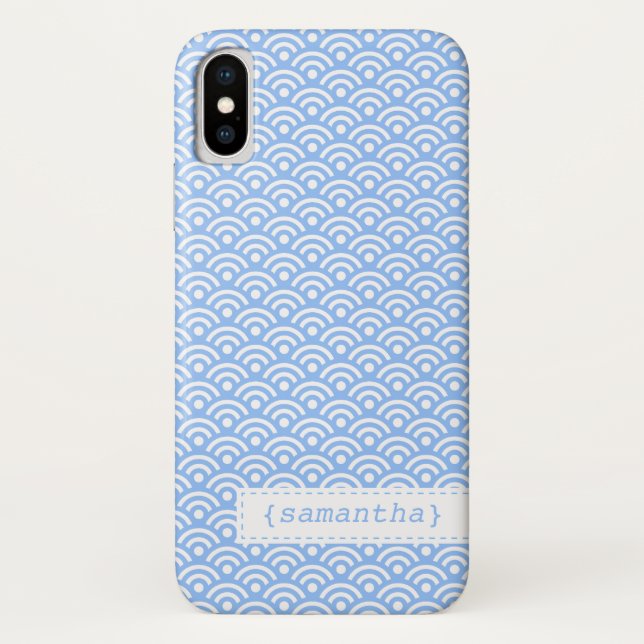 Light Blue Japanese Seigaiha Pattern Case-Mate iPhone Case (Back)