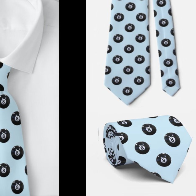 Light Blue Jeans 8 Ball Billiards Pool Player Cool Tie (Creator Uploaded)