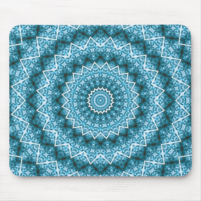 Light Blue Kaleidoscope / Mandala Mouse Pad (Front)
