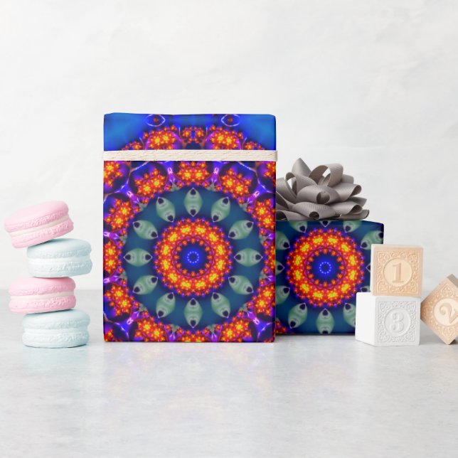 Light blue kaleidoscope wrapping paper (Baby Shower)