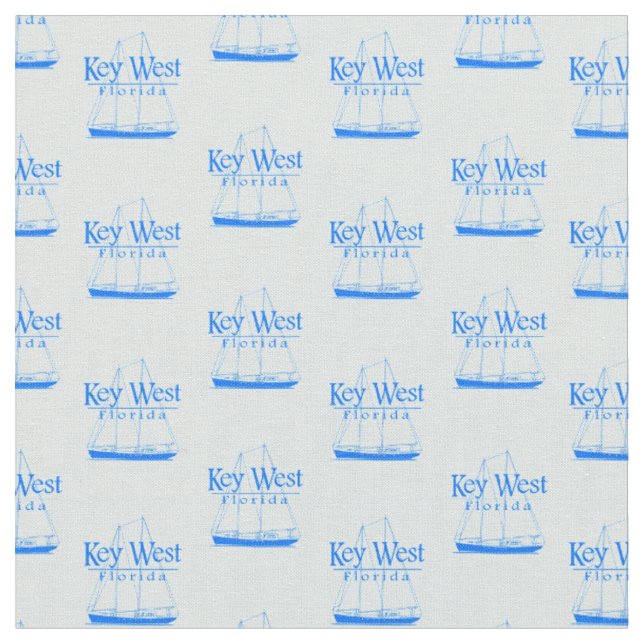 Light Blue Key West Florida Nautical Sailboat Fabric (Close Up)