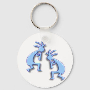 Light Blue Kokopelli Key Ring