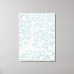 Light Blue Large Chinoiserie Art Canvas Print