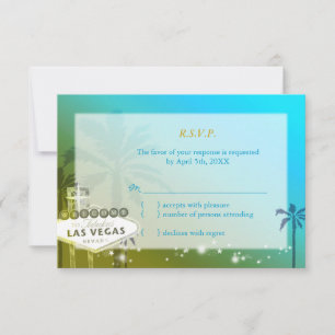 Light Blue Las Vegas Strip Wedding RSVP Card