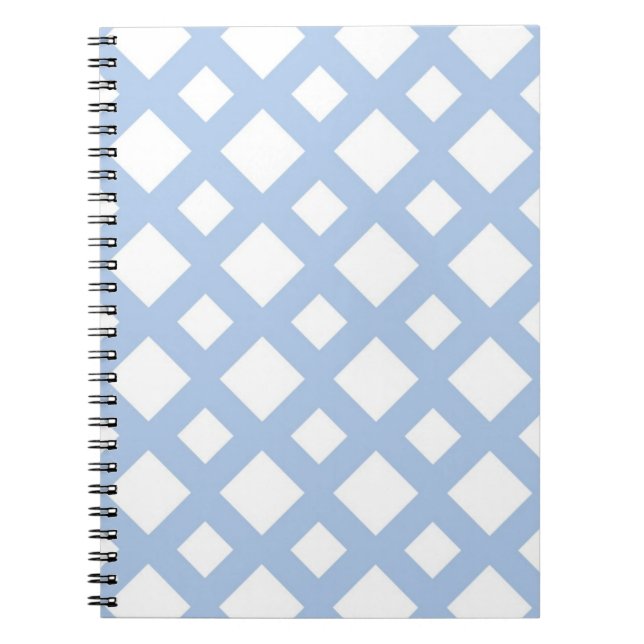 Light Blue Lattice on White Spiral Notebook (Front)