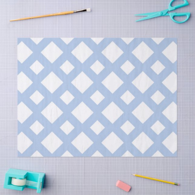 Light Blue Lattice on White Tissue Paper (Craft)