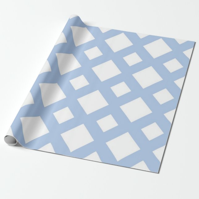 Light Blue Lattice on White Wrapping Paper (Unrolled)
