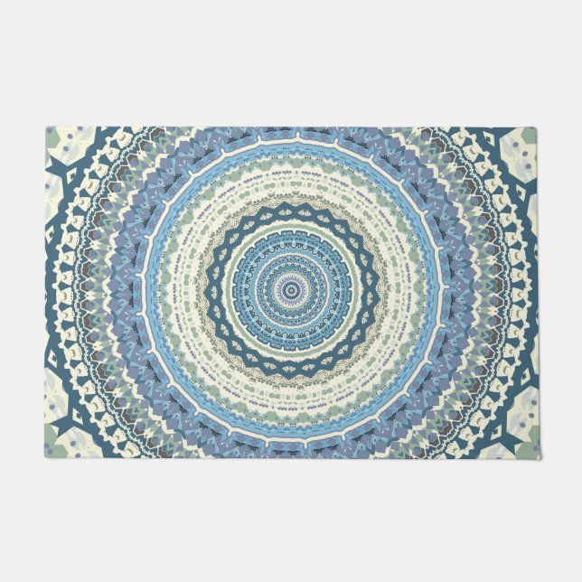 Light Blue Lavender Mandala Doormat (Front)