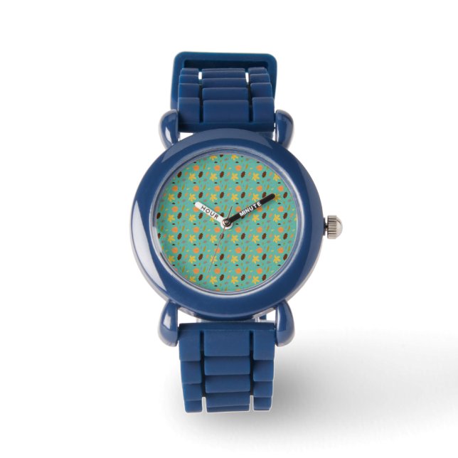 Light Blue Leaf Silicone Watch  (Front)