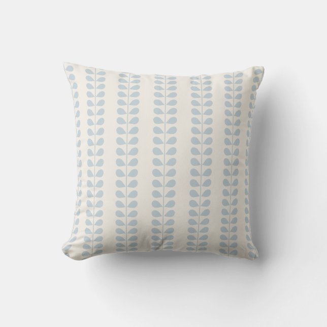 Light Blue Leaf Stripe Cushion (Front)