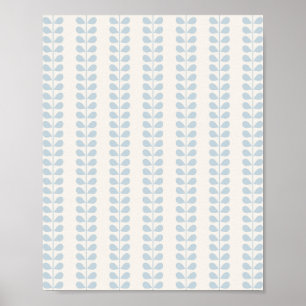 Light Blue Leaf Stripe Poster