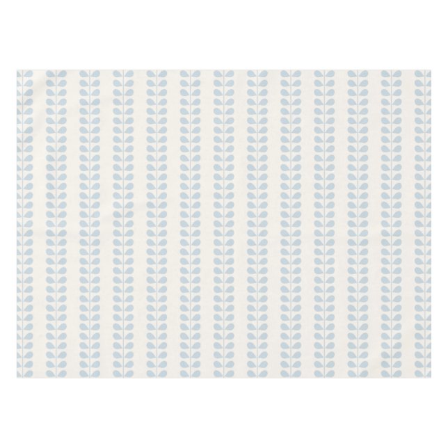 Light Blue Leaf Stripe Tablecloth (Front (Horizontal))