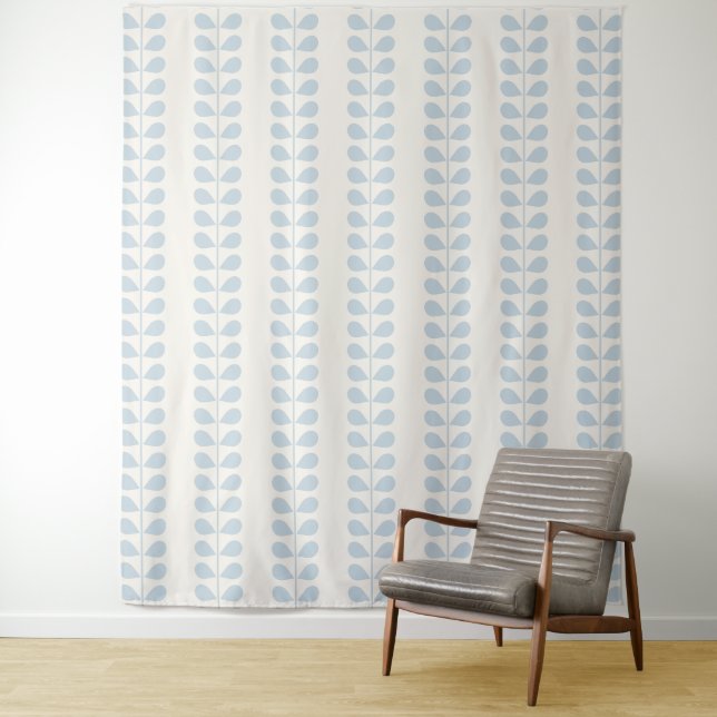 Light Blue Leaf Stripe Tapestry (In Situ)