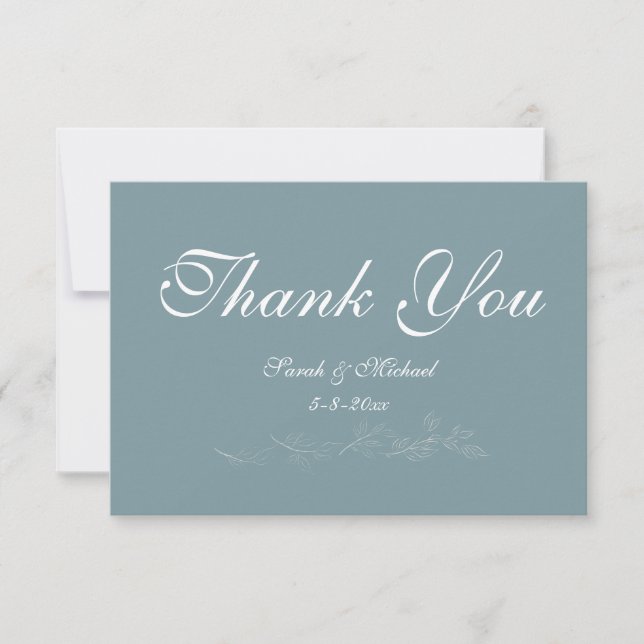 Light blue leaf Thank You Card (Front)