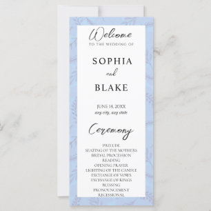 Light Blue Leaves and Foliage Wedding Program