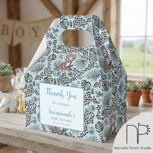 Light Blue Leopard Safari Thank You Favour Box