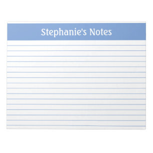 Light Blue Lined 11 x 8.5 Landscape Personalised Notepad