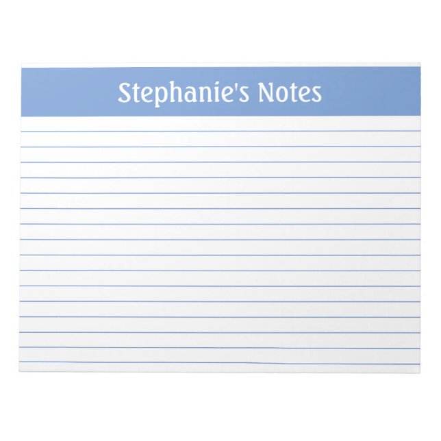 Light Blue Lined 11 x 8.5 Landscape Personalised Notepad (Front)